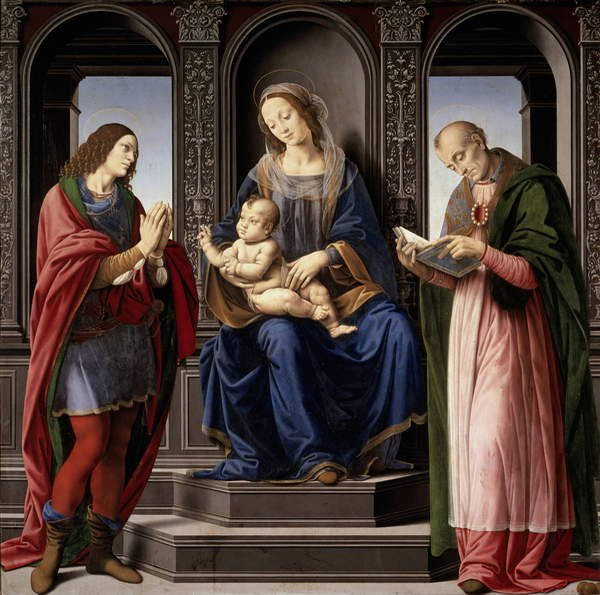 Madonna og barn med SS. Julian og Nicholas av Lorenzo di Credi
