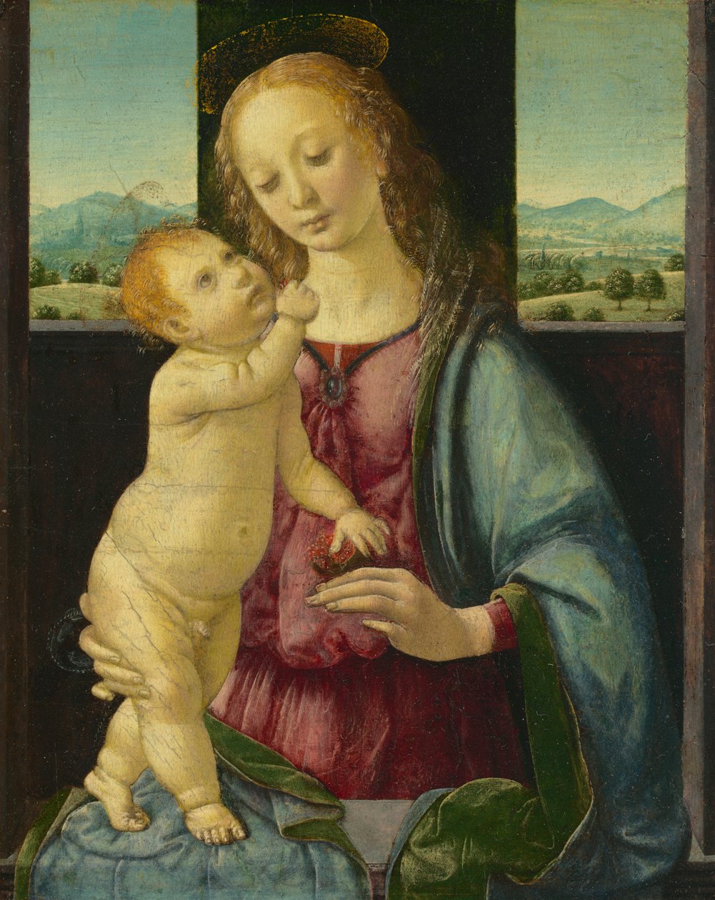 Madonna og barn med et granateple, 1475-80 av Lorenzo di Credi