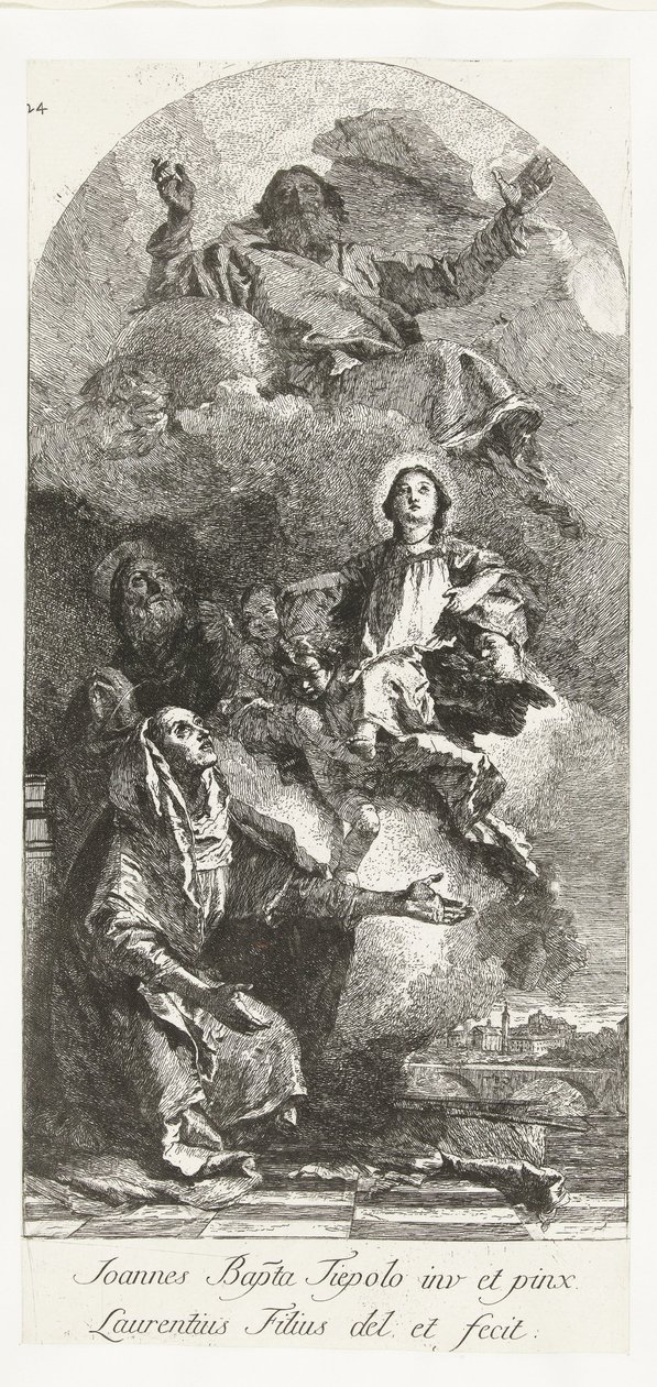 Sts Joachim og Anna med Gud Faderen og Jomfruen Den hellige Anna og Joachim med Maria og Gud Faderen av Lorenzo Baldissera Tiepolo