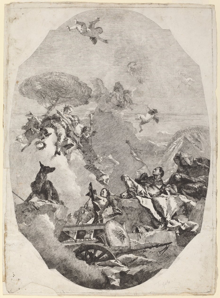 Mars triumf av Lorenzo Baldissera Tiepolo after Giovanni Battista Tiepolo