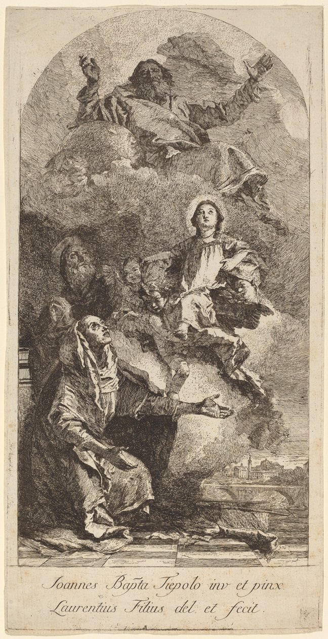 Visjonen om Saint Anne av Lorenzo Baldissera Tiepolo after Giovanni Battista Tiepolo