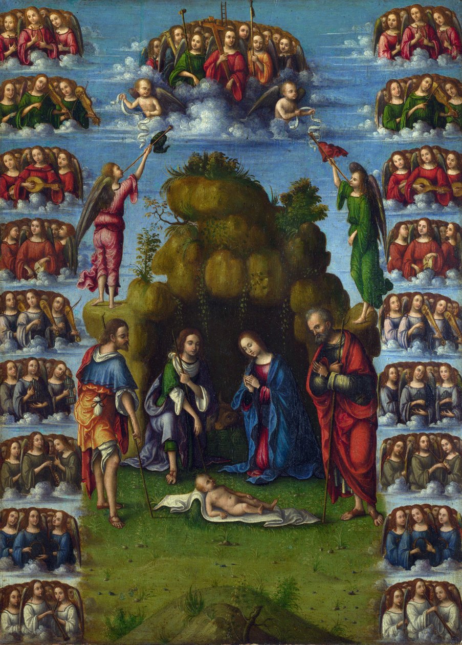 ""The Adoration of the Magi"" Maleri av Lorenzo Costa (1460-1535) 1499 Dim 52x37 cm National Gallery, London av Lorenzo Costa