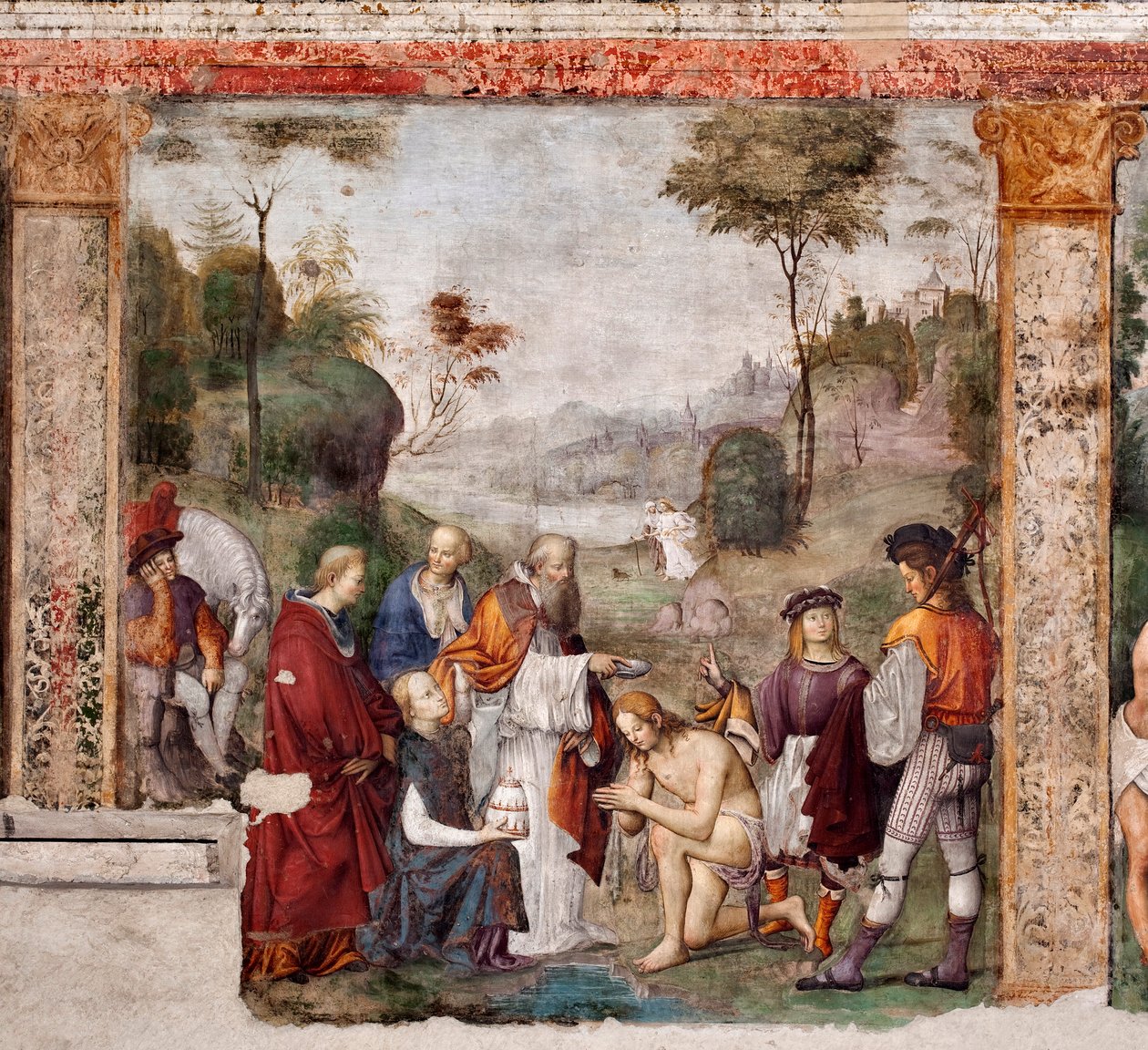 St. Ceciles liv: St. Valerian døpt av Urban I (fresco av Lorenzo Costa