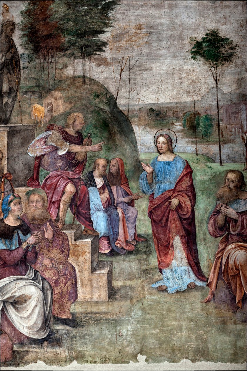 Life of St. Cecile: Trial of St. Cecilia, detalj (fresco av Lorenzo Costa
