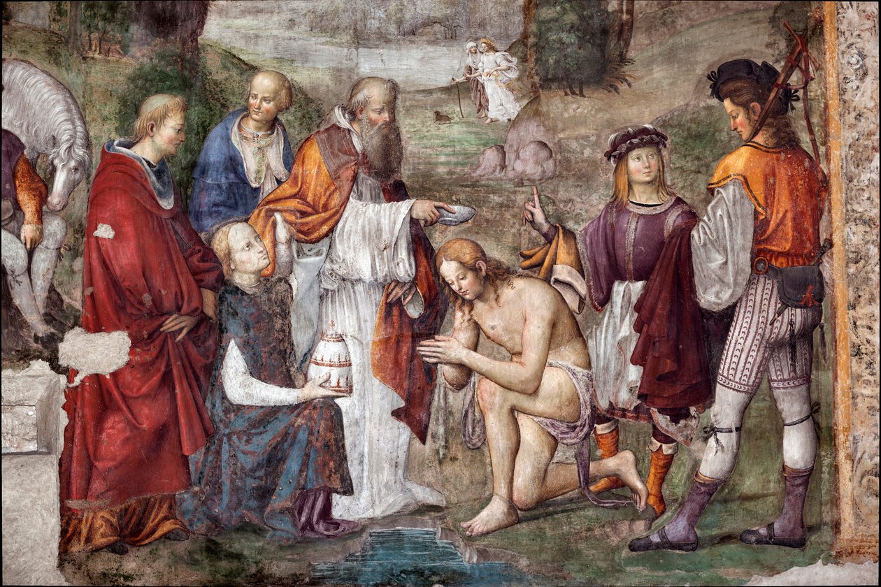 St. Ceciles liv: Valerian døpt av pave Urban I, detalj (fresco av Lorenzo Costa
