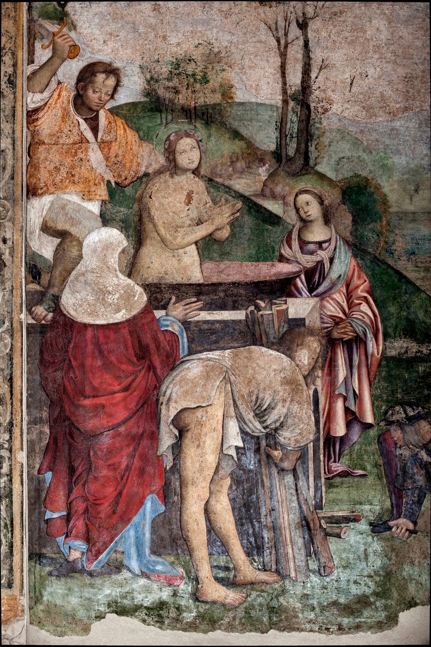 Life of St Cecilia: Martyrdom of St Cecilia, detalj (fresco av Lorenzo Costa
