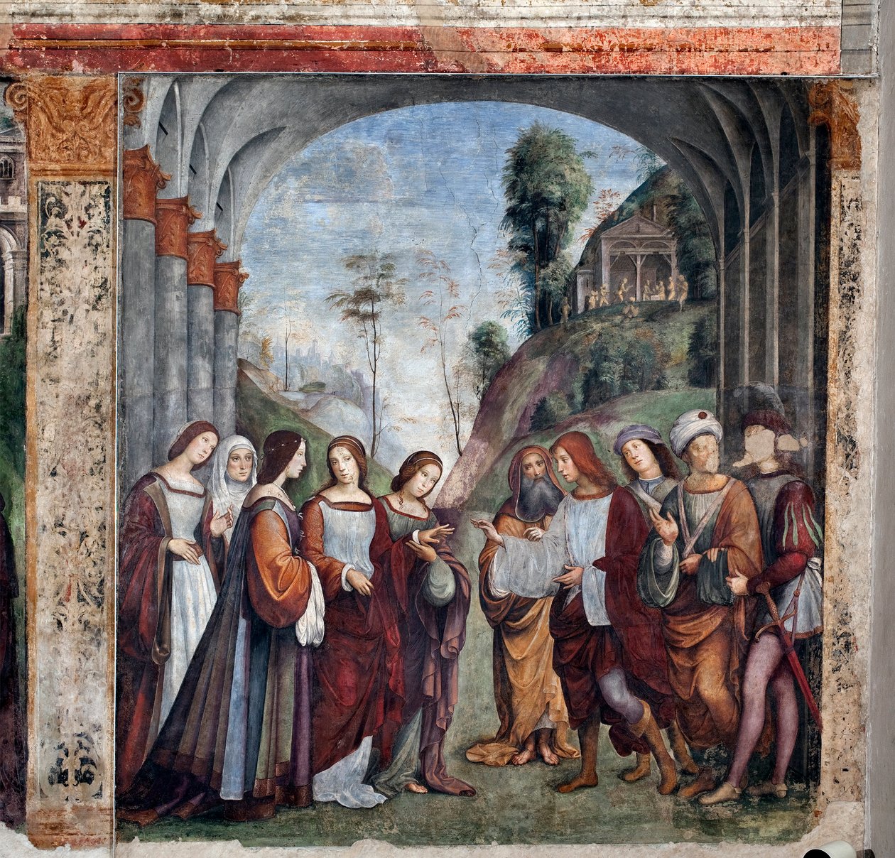 Life of St Cecilia: Wedding of St Cecilia and Valerian (fresco av Lorenzo Costa