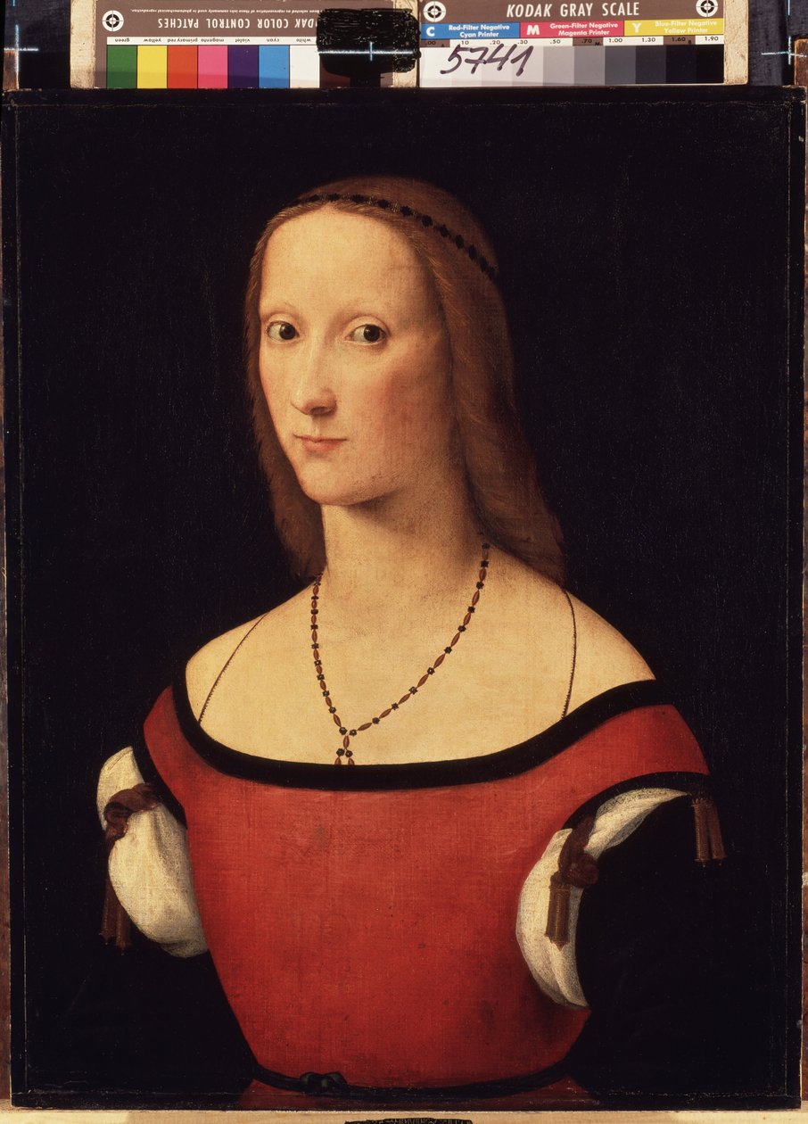 ""Portrait of a Lady"" (Portrait of a Lady) Maleri av Lorenzo Costa (1460-1535) 1500-1506 Dim. 57x44 cm Eremitagemuseet, St. Petersburg (Sankt-Petersburg) av Lorenzo Costa