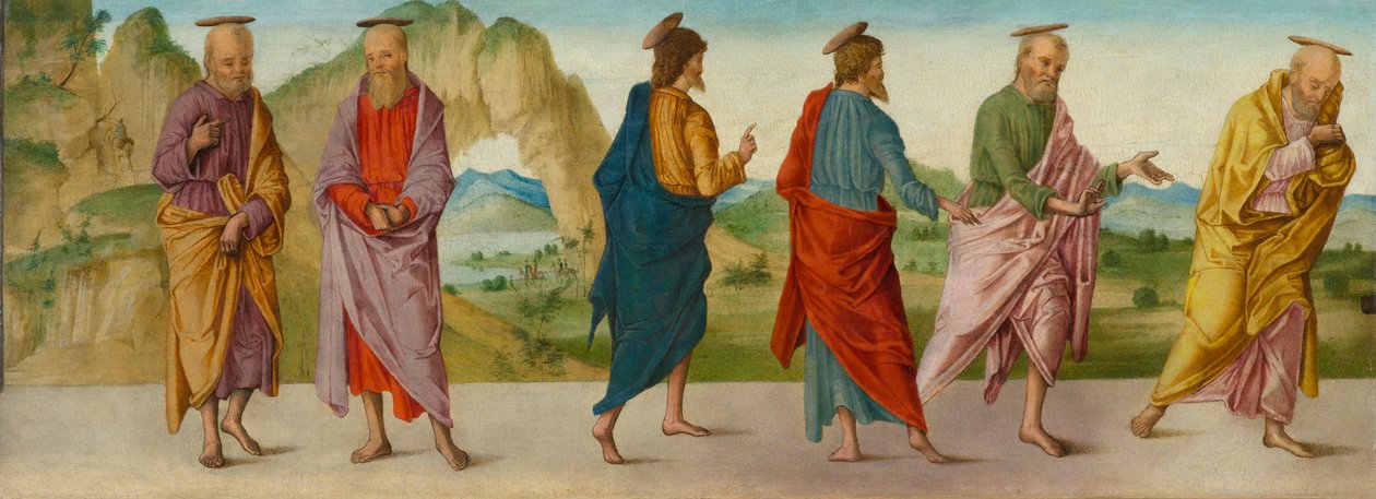 The Miracle of the Catafalque (panel A), cirka 1500-1506 (tempera på panel) av Lorenzo Costa