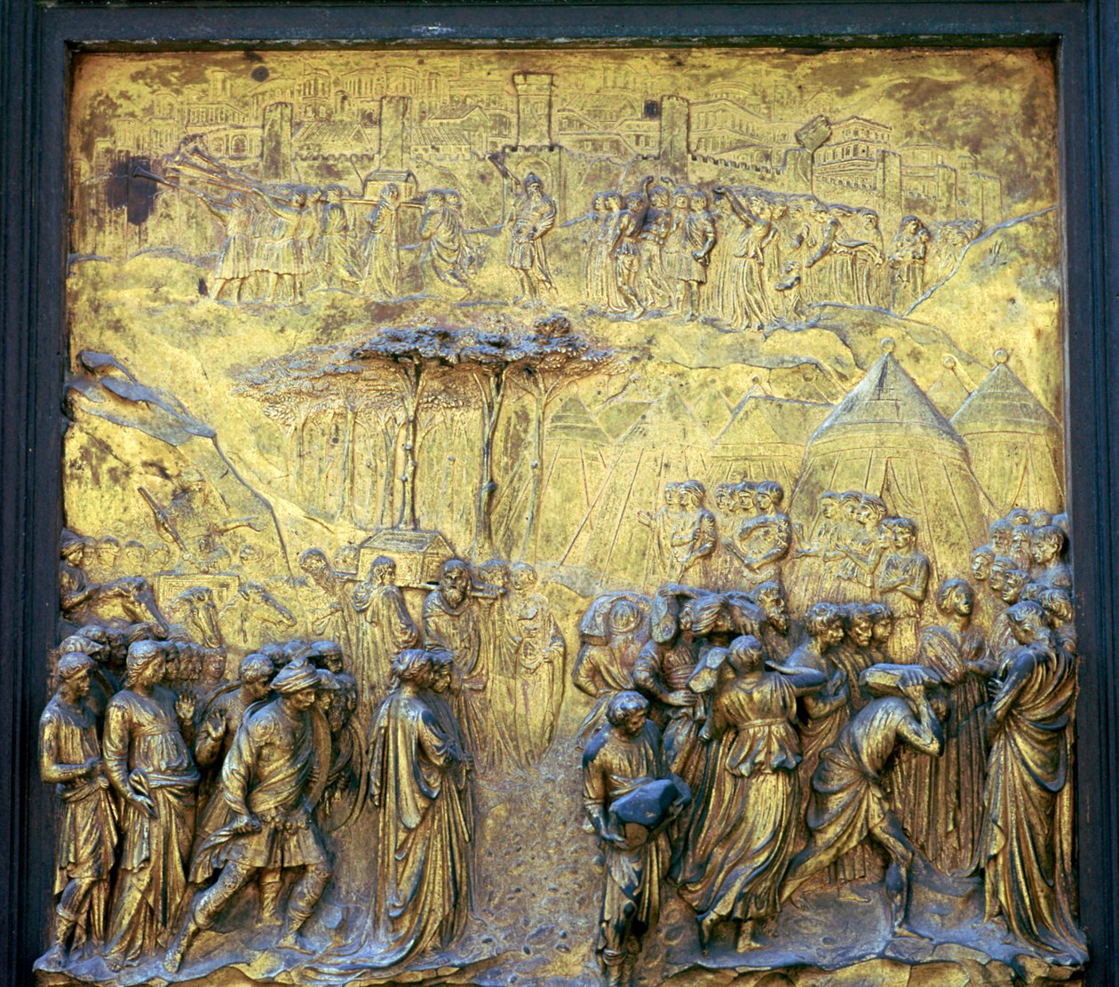 Detalj av Paradisets dører på dåpskadien, 1400-tallet av Lorenzo Ghiberti