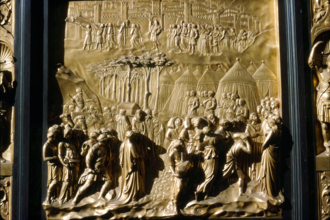 Israelites Take Jericho, detalj av Baptistery Door, Firenze, Italia, c1400-tallet av Lorenzo Ghiberti