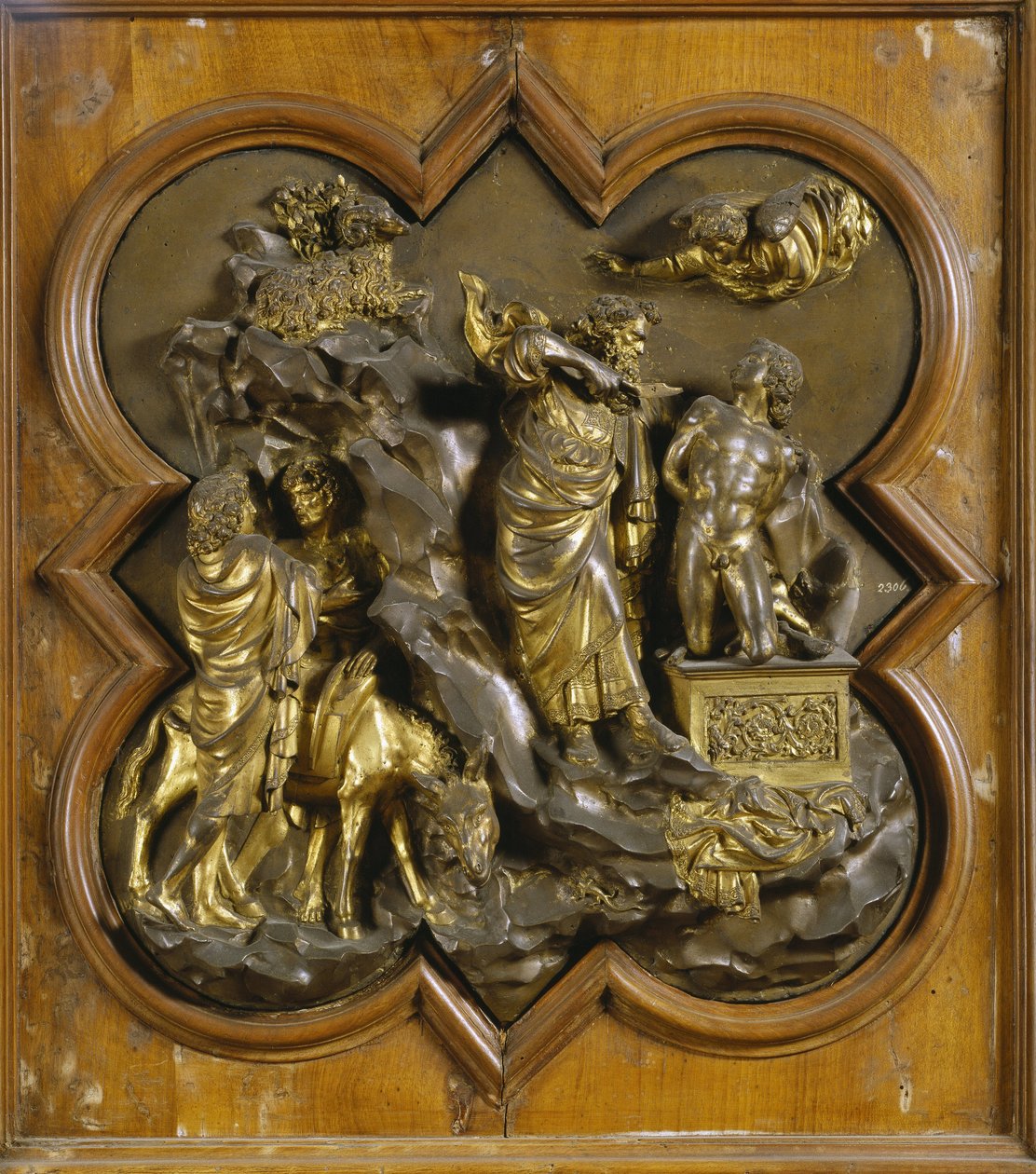 Isaks offer. Originalt panel av døren til Paradise (østdøren til dåpskapellet), etter restaurering. Forgylt bronse av Lorenzo Ghiberti (1378-1455), 1425-52. Museo dell Bargello, Firenze. ©Raffael/Leemage854 av Lorenzo Ghiberti