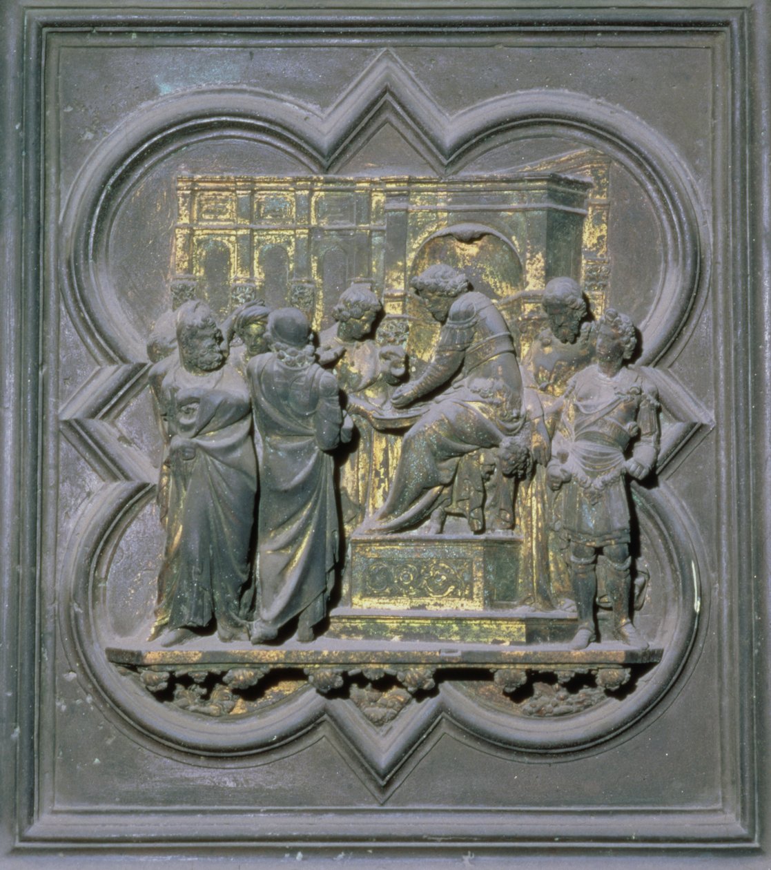 Pontius Pilatus vasker hendene før Kristus, sekstende panel av norddørene til dåpskapellet i San Giovanni, 1403-24 (bronse) av Lorenzo Ghiberti