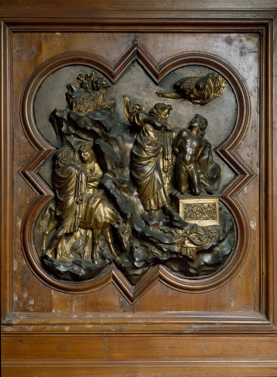 Offer av Isaac Bas forgylt bronserelieff av Lorenzo Ghiberti av Lorenzo Ghiberti