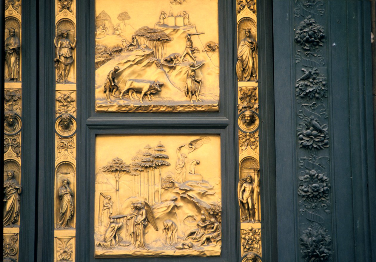 Paradisets porter, Dåpskapellet, Firenze, Italia, 1425-1452 av Lorenzo Ghiberti