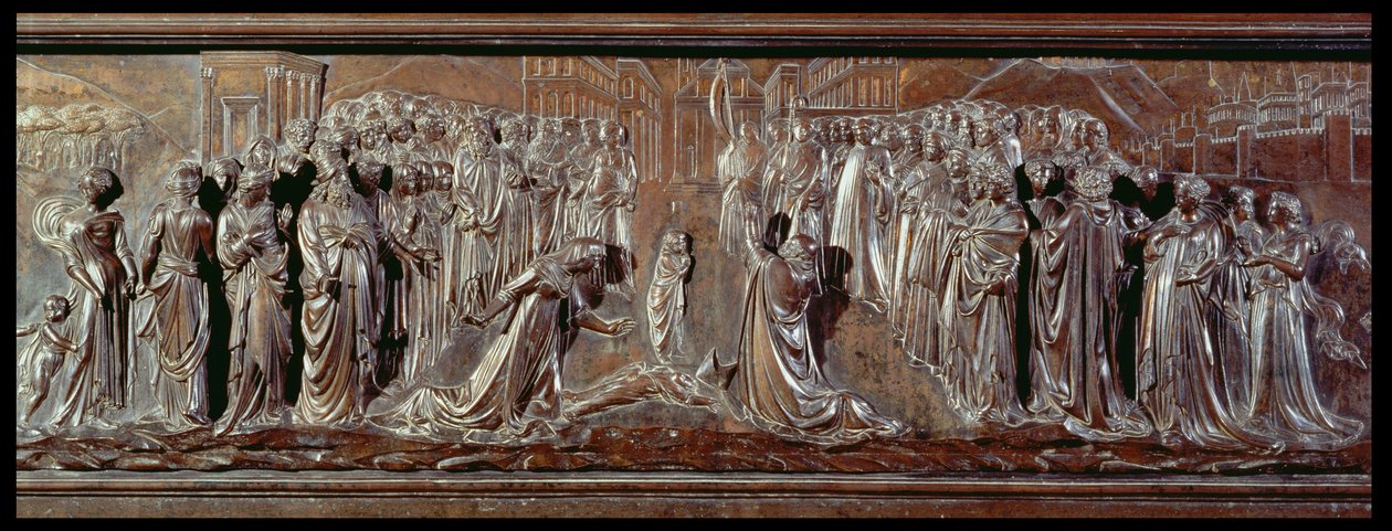 The Shrine of St. Zenobius, detalj av relieffet, ca. 1432-42 bronse detalj av 97641 av Lorenzo Ghiberti