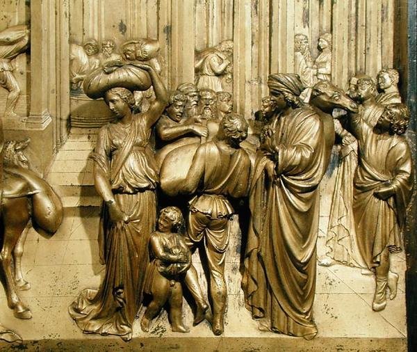 The Story of Joseph, detalj fra det originale panelet fra East Doors of the Baptistery av Lorenzo Ghiberti