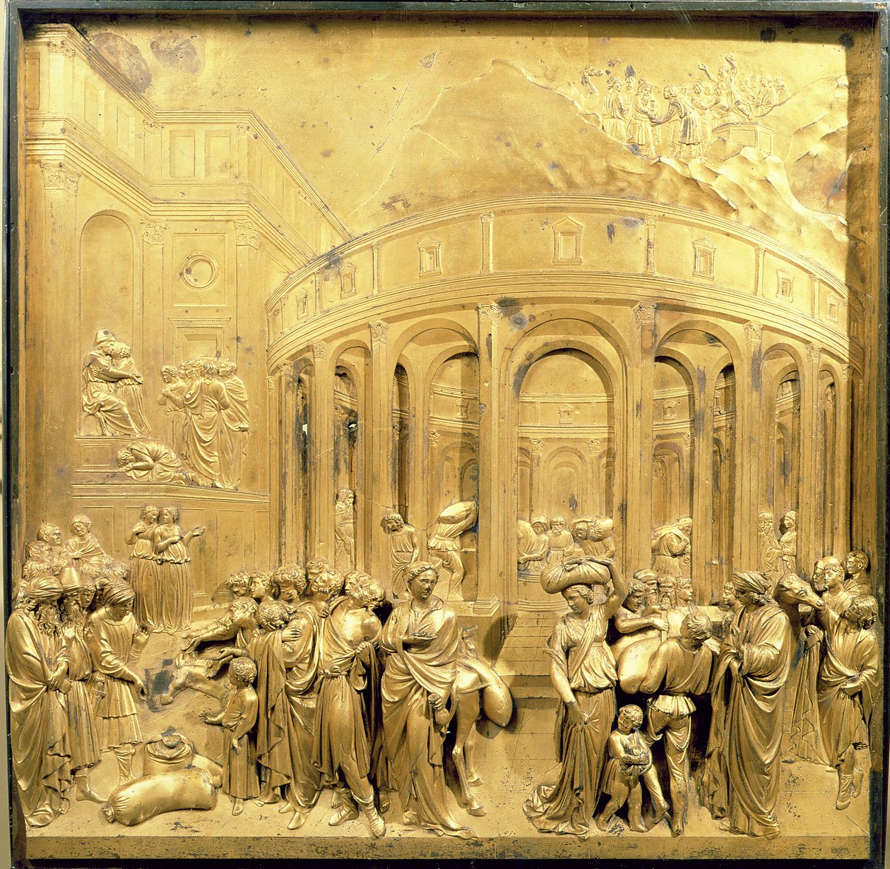 The Story of Joseph, originalt panel fra East Doors of the Baptistery, 1425-52 (forgylt bronse) (etter restaurering) av Lorenzo Ghiberti