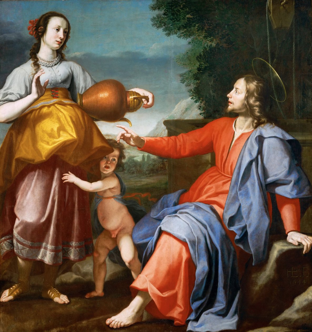 Jesus Christ et la Samaritgaine - Kristus og den samaritanske kvinnen - Lorenzo Lippi (1606-1665). Olje på lerret av Lorenzo Lippi