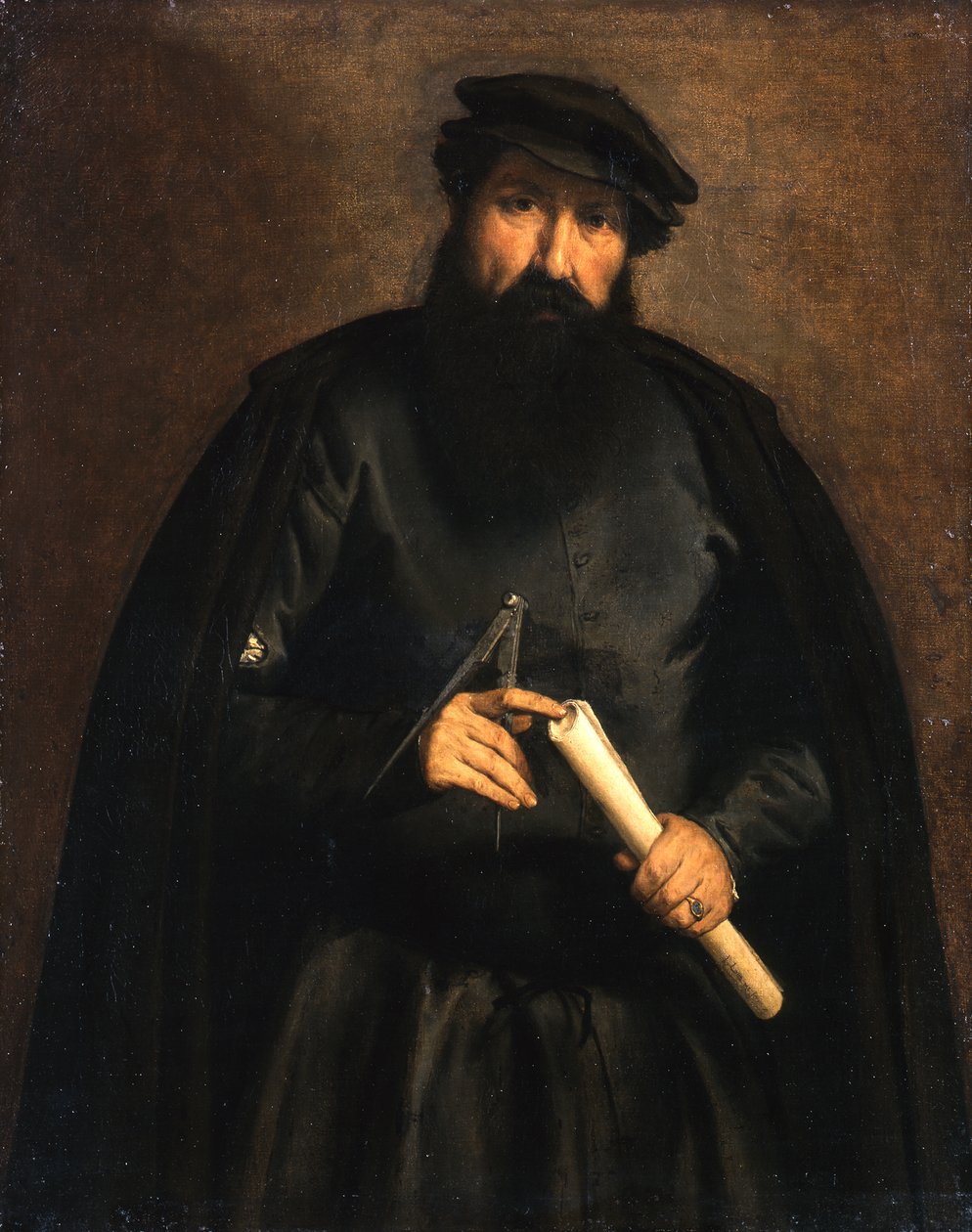 Portrett av en mann med passer og papirrull av Lorenzo Lotto