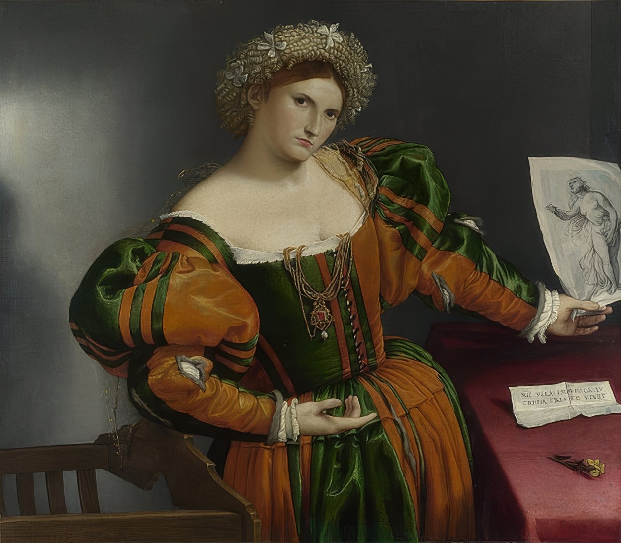 Portrett av en kvinne (Lucretia). Rundt 1530-32 av Lorenzo Lotto