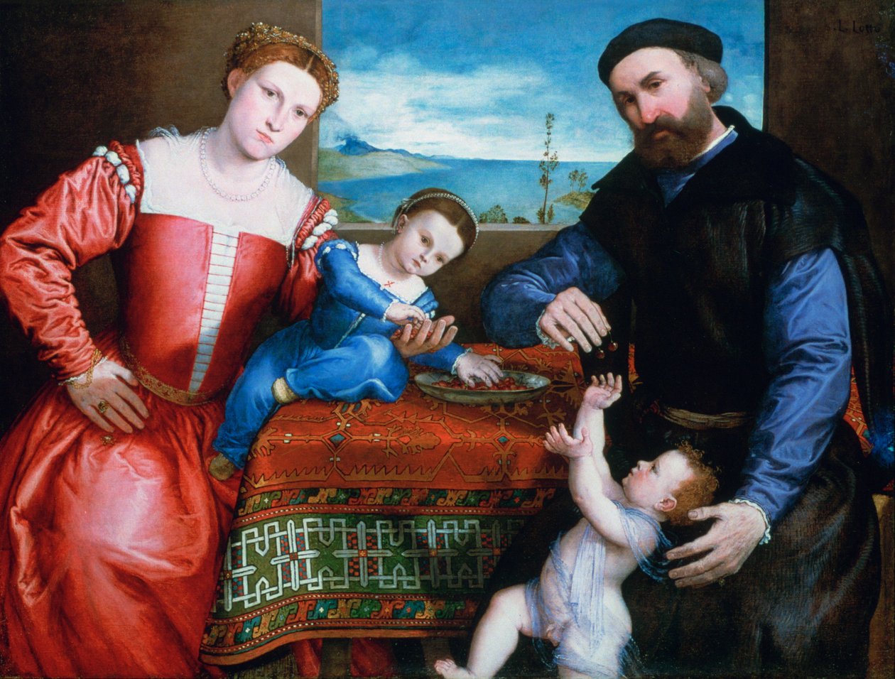 'Giovanni della Volta med sin kone og barn', c1547 av Lorenzo Lotto