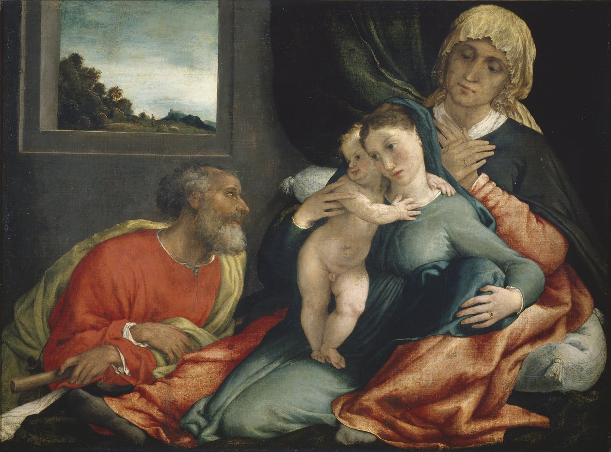 Hellig familie med de hellige Anne og Joachim, 1535? av Lorenzo Lotto