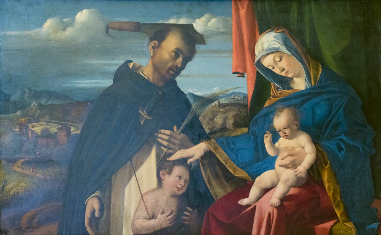 Madonna og barn med St Peter martyr av Lorenzo Lotto