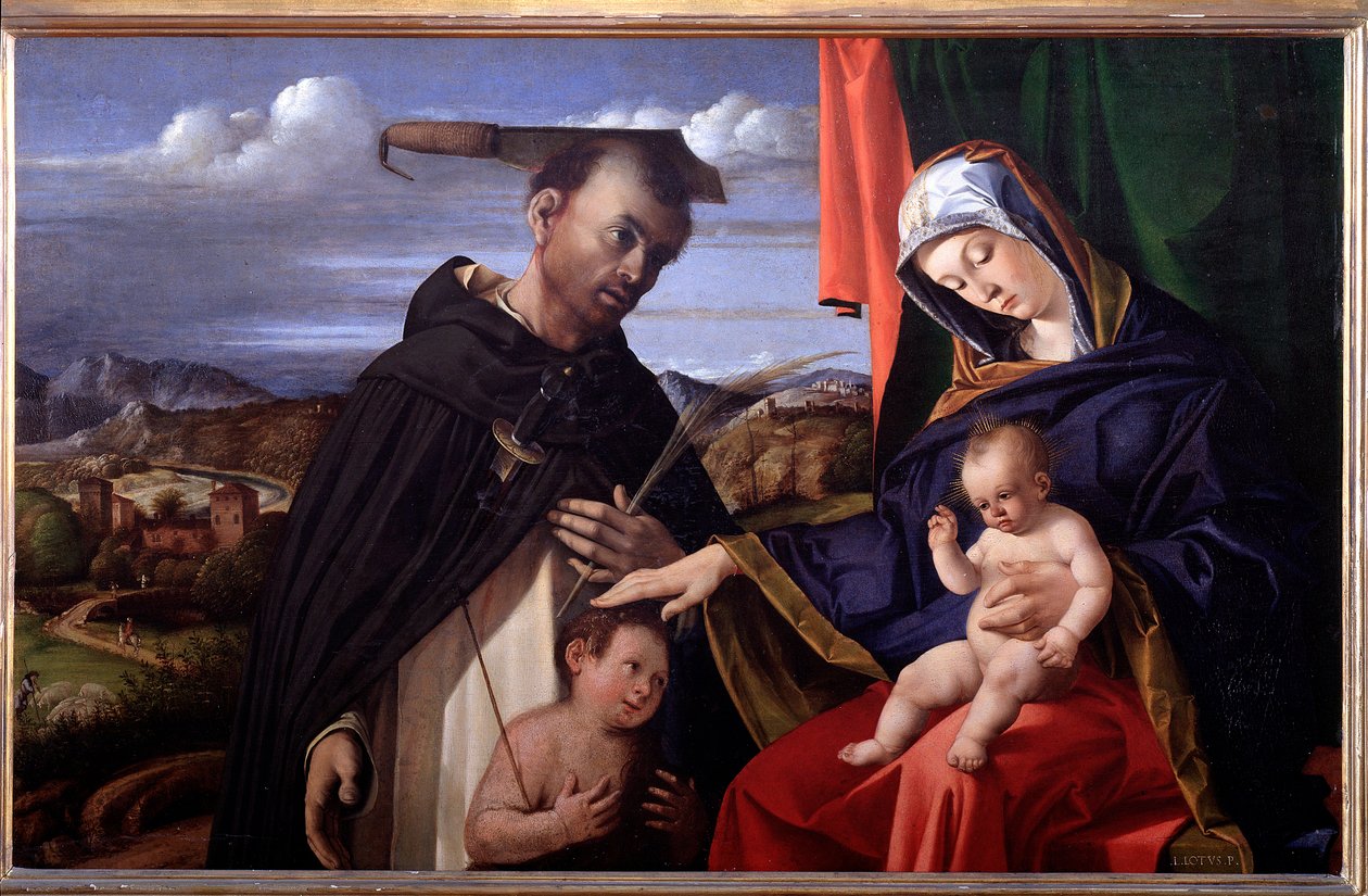 Madonna og barn med St Peter av Verona av Lorenzo Lotto