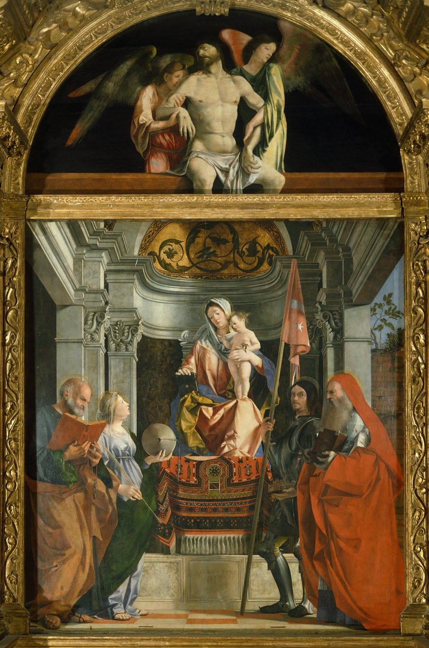 Madonna and Saints av Lorenzo Lotto (ca 1480-1556), olje på lerret av Lorenzo Lotto