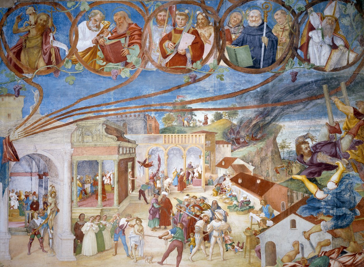 Martyrdom of Saint Barbara, detalj fra Stories of Saint Barbara av Lorenzo Lotto