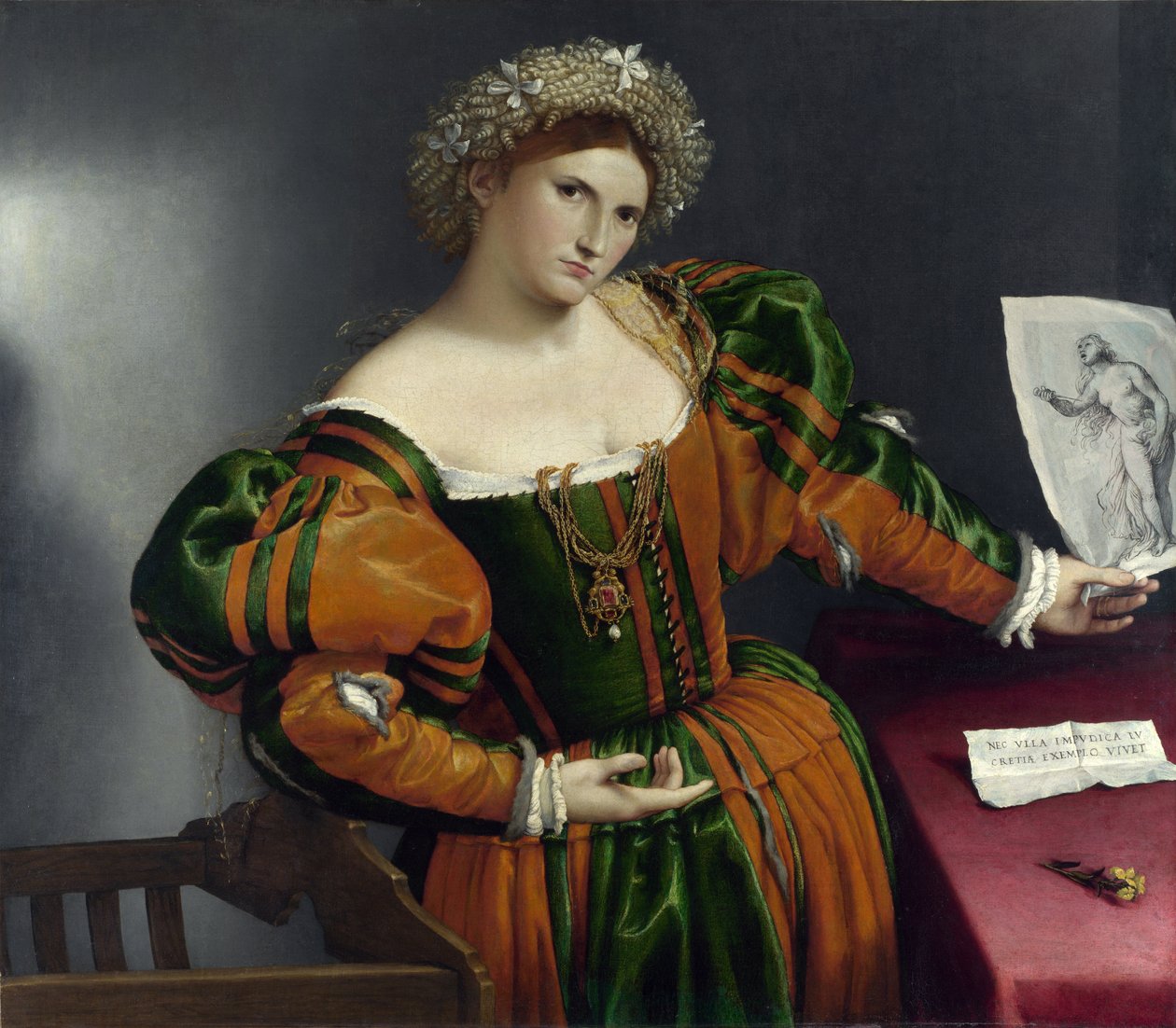 Portrett av en venetianer som Lucrezia av Lorenzo Lotto
