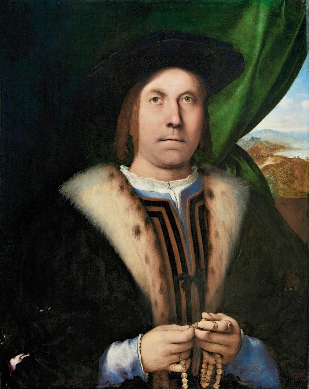 Portrett av en mann med rosenkrans, ca 1515-1520. av Lorenzo Lotto