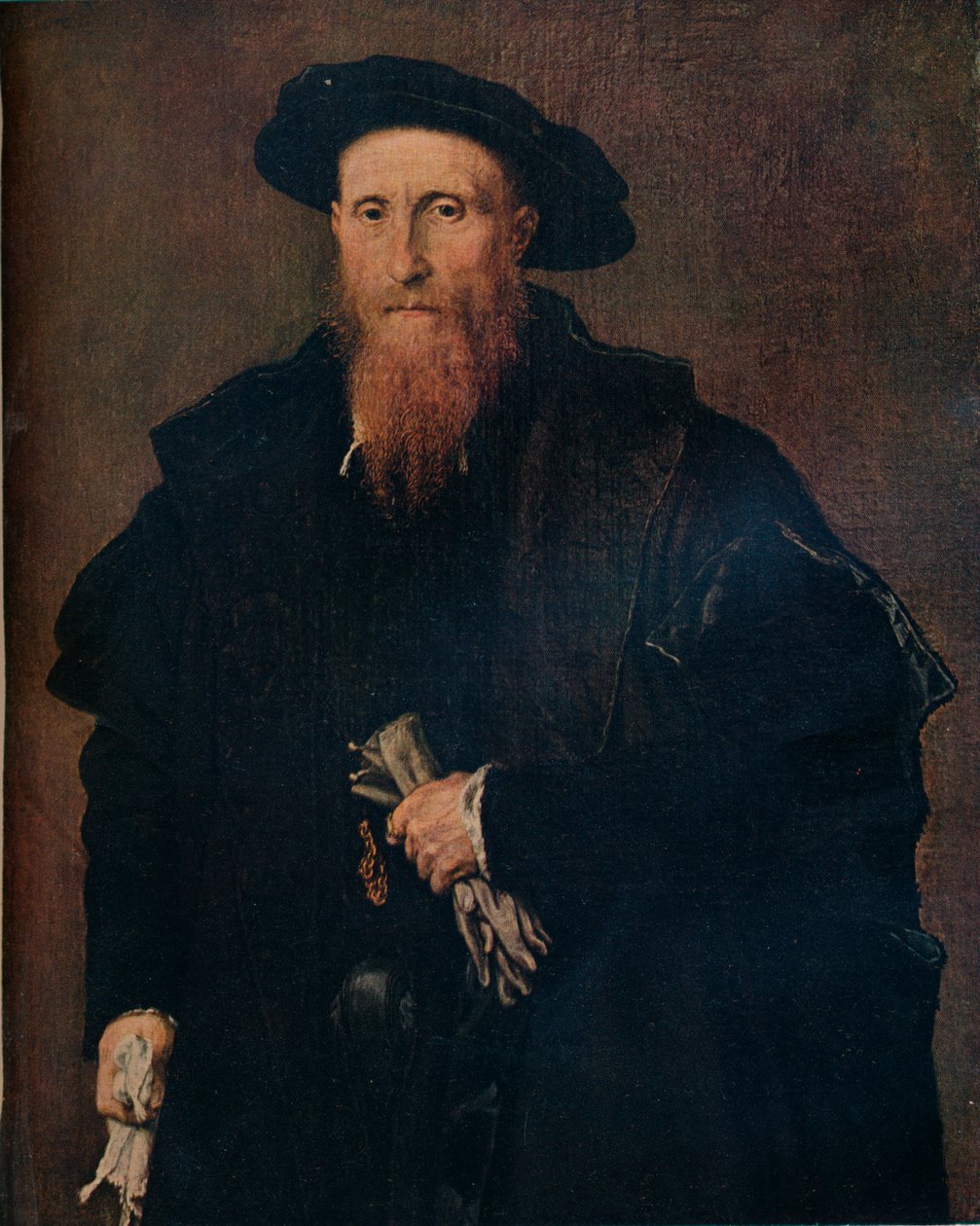 Portrett av en herre med hansker, 1543, 1930. av Lorenzo Lotto