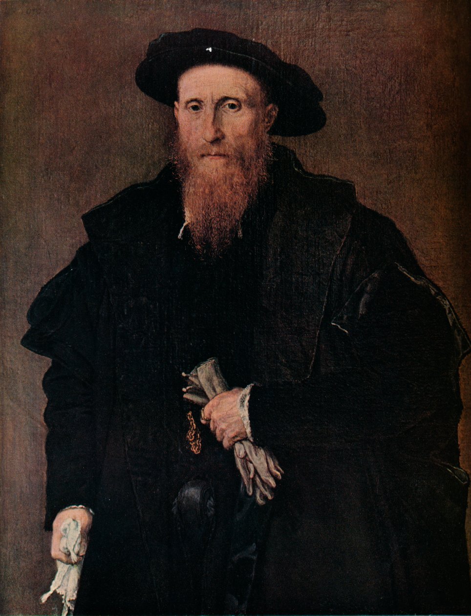 Portrett av en herre med hansker, c1543 av Lorenzo Lotto