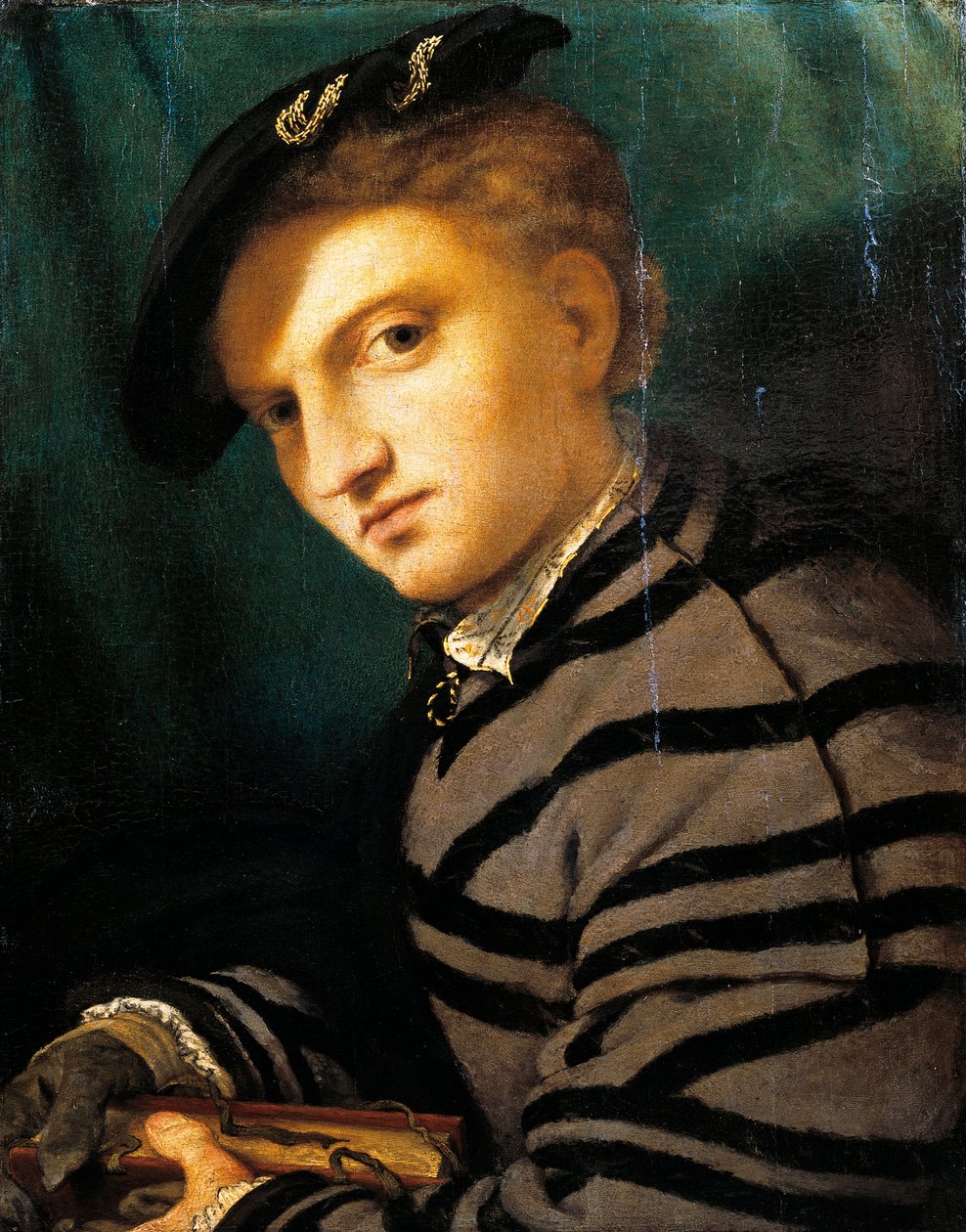 Portrett av ung mann av Lorenzo Lotto (1480 ca- 1556), olje på panel, ca 1526 av Lorenzo Lotto