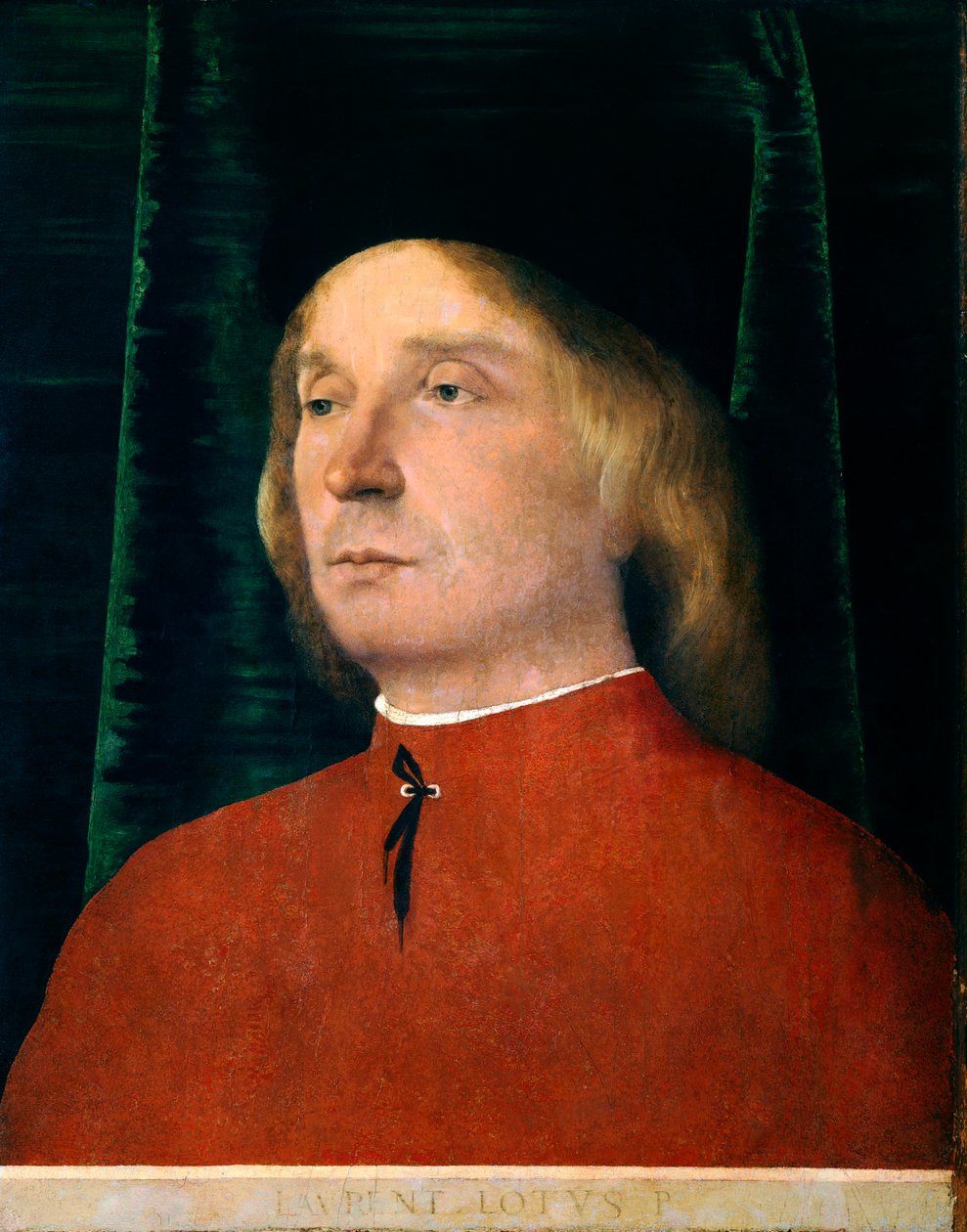 Portrett av ung mann i rød drakt av Lorenzo Lotto (1480 ca. 1556), olje på panel, 40x32 cm av Lorenzo Lotto