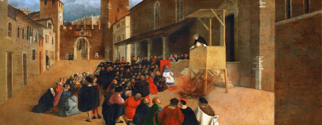 Renessanse: Saint Dominic (1170-1221) forkynner i Recanati par Lotto, Lorenzo (1480-1556) av Lorenzo Lotto