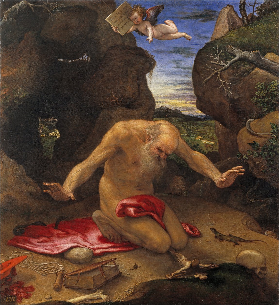 Saint Jerome - Lotto, Lorenzo (1480-1556) - 1546 - Olje på lerret - 99x90 - Museo del Prado, Madrid av Lorenzo Lotto