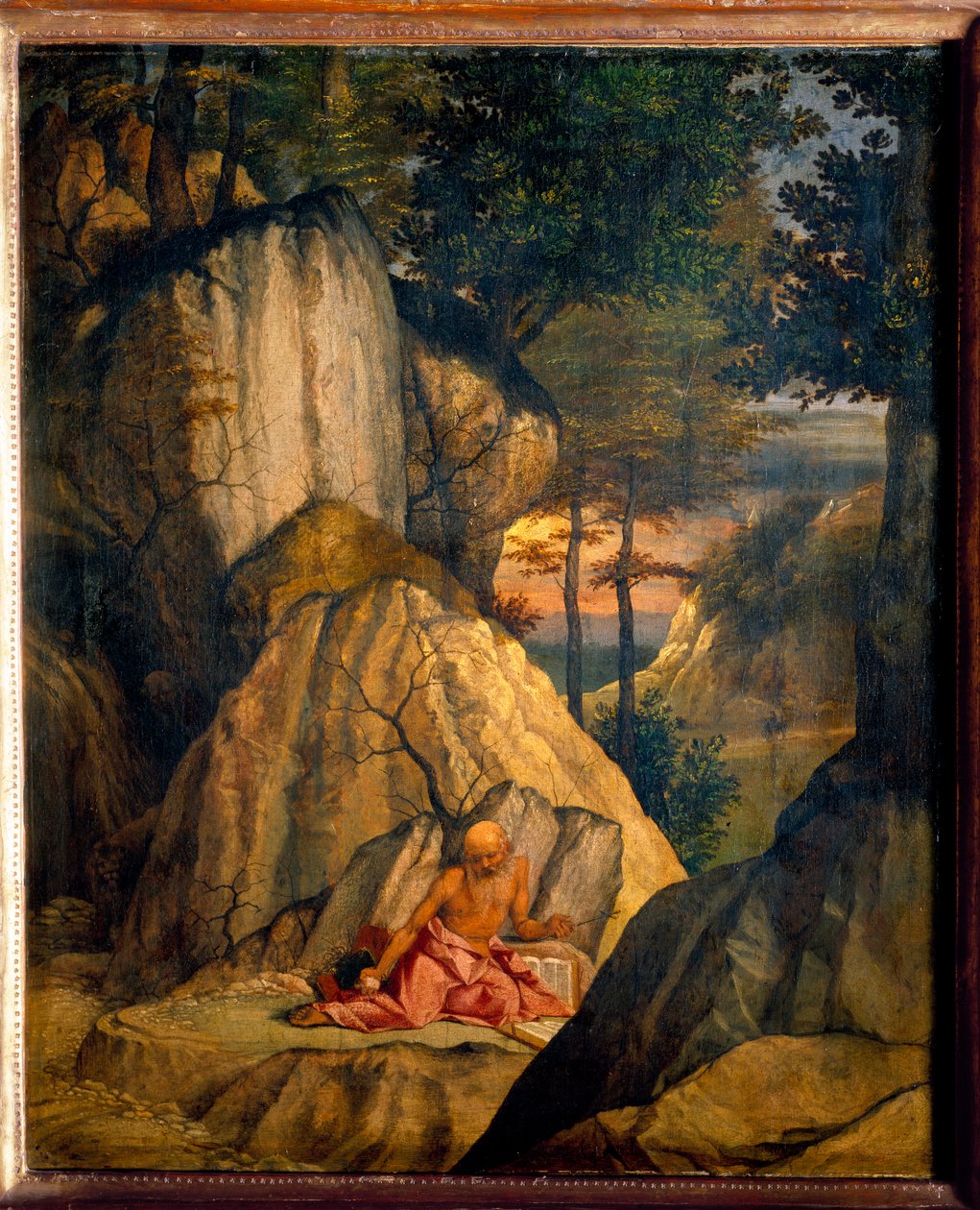 Saint Jerome mediterer i ørkenen. Maleri av Lorenzo Lotto (1480 - 1556) Ec. Ital. av Lorenzo Lotto