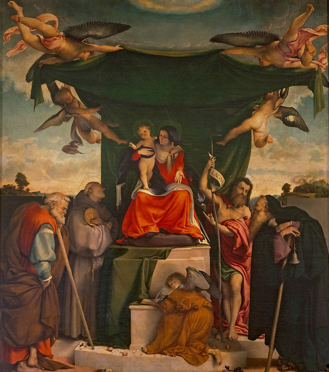 San Bernardino altertavle av Lorenzo Lotto (ca 1480-1556), olje på lerret, 300x275 cm San Bernardino Pignolo kirke, Bergamo av Lorenzo Lotto
