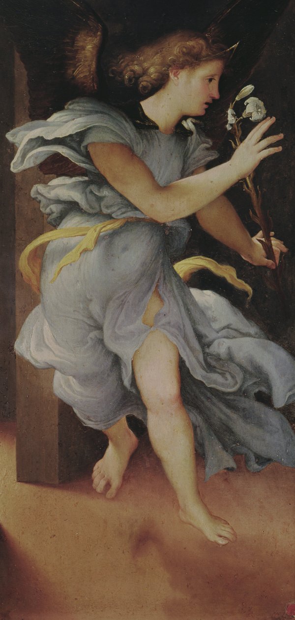 Erkeengelen Gabriel, venstre panel fra kunngjøringen (se også 228514) av Lorenzo Lotto