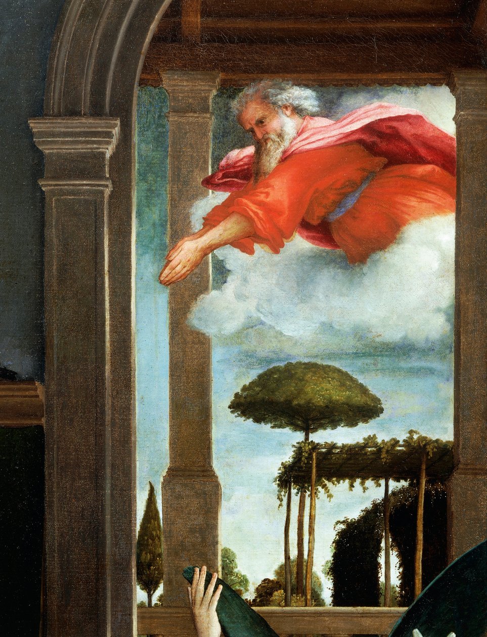 Den evige far, detalj fra kunngjøringen, ca 1434, av Lorenzo Lotto (1480-1556), olje på lerret av Lorenzo Lotto