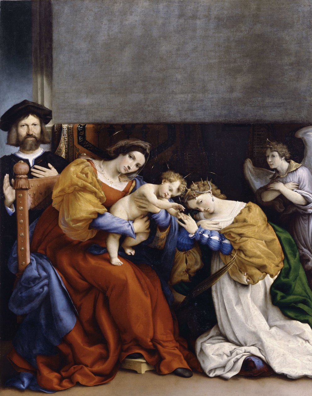 Det mystiske ekteskapet til Saint Catherine med giveren Niccolò Bonghi, 1523. av Lorenzo Lotto
