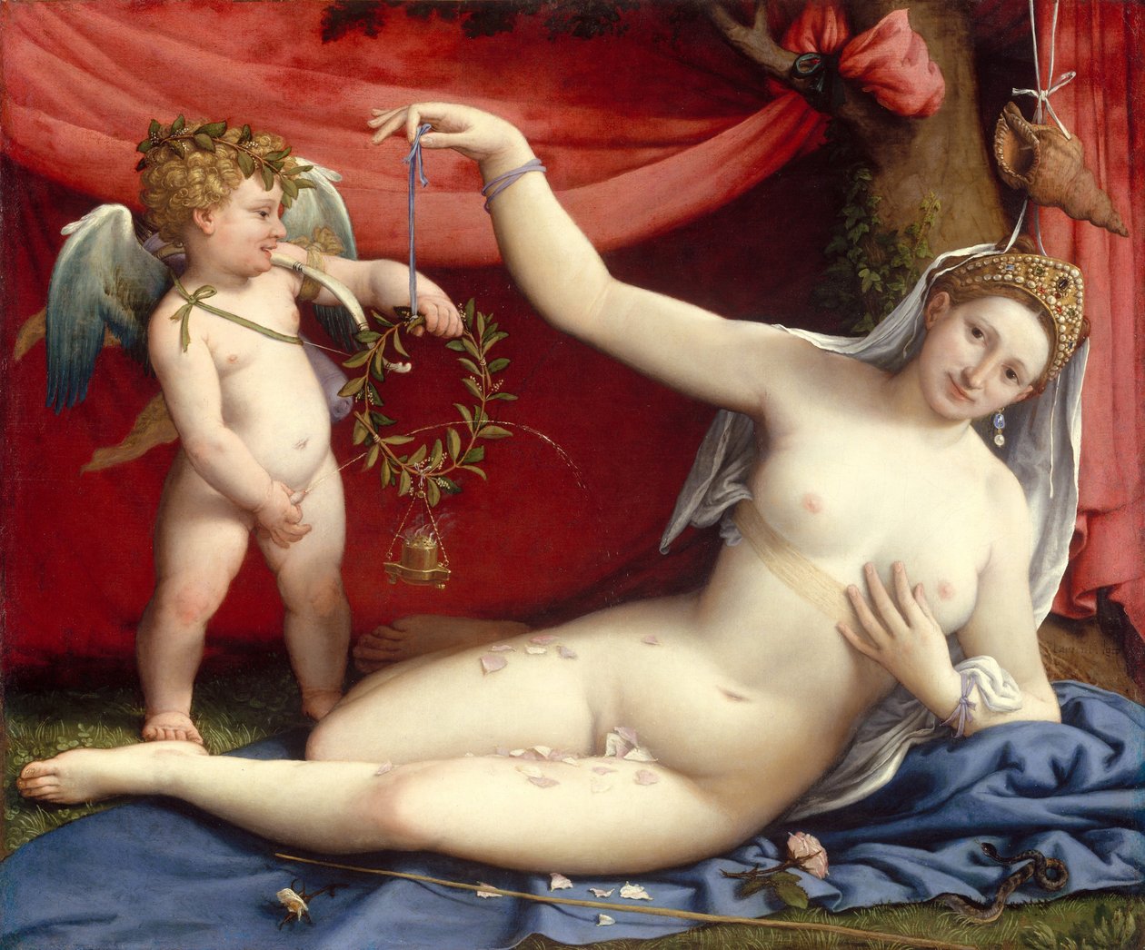 Venus og Amor, ca. 1525 (olje på lerret) av Lorenzo Lotto