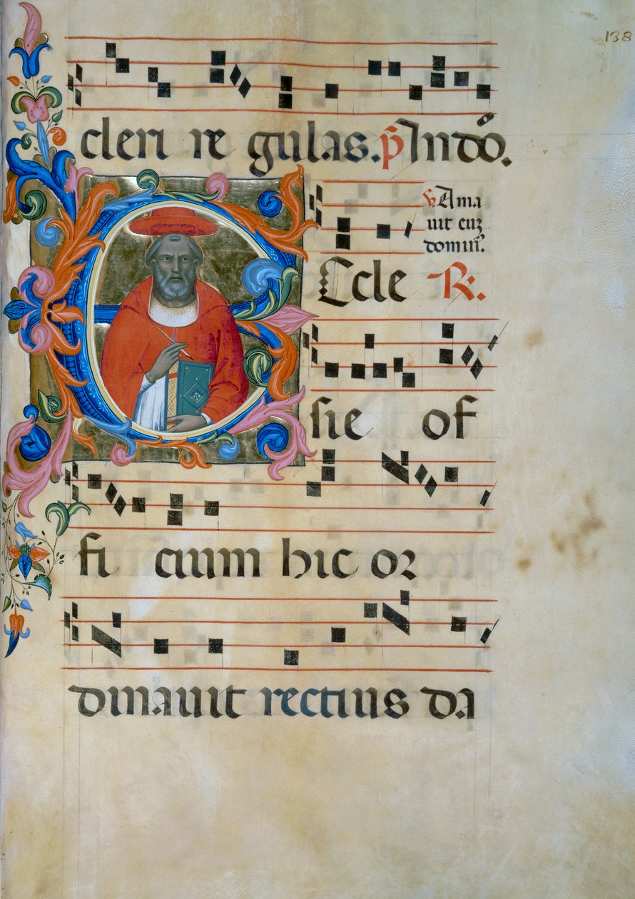Opplyst initial med figuren San Girolamo (Corale 5, ca. 138), for korbok 5 av Santa Maria degli Angeli av Lorenzo Monaco
