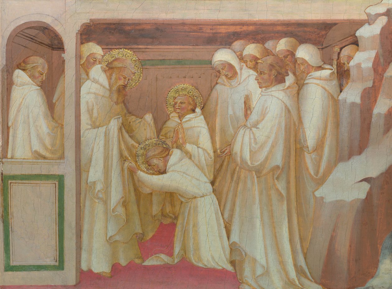 Saint Benedict som tar inn de hellige i ordenen av Lorenzo Monaco