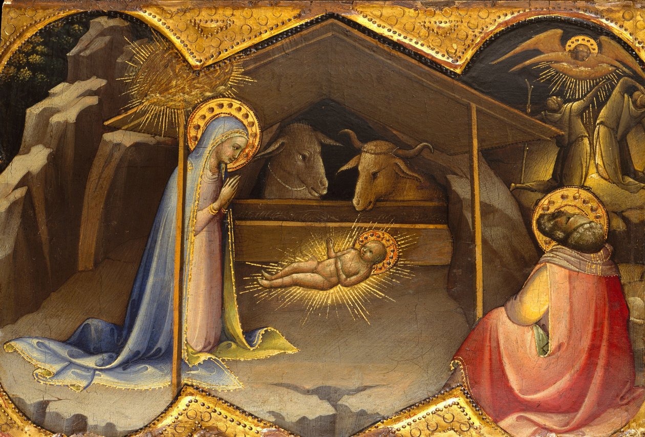 The Nativity, 1406-10 (tempera på tre, gullmalt) av Lorenzo Monaco