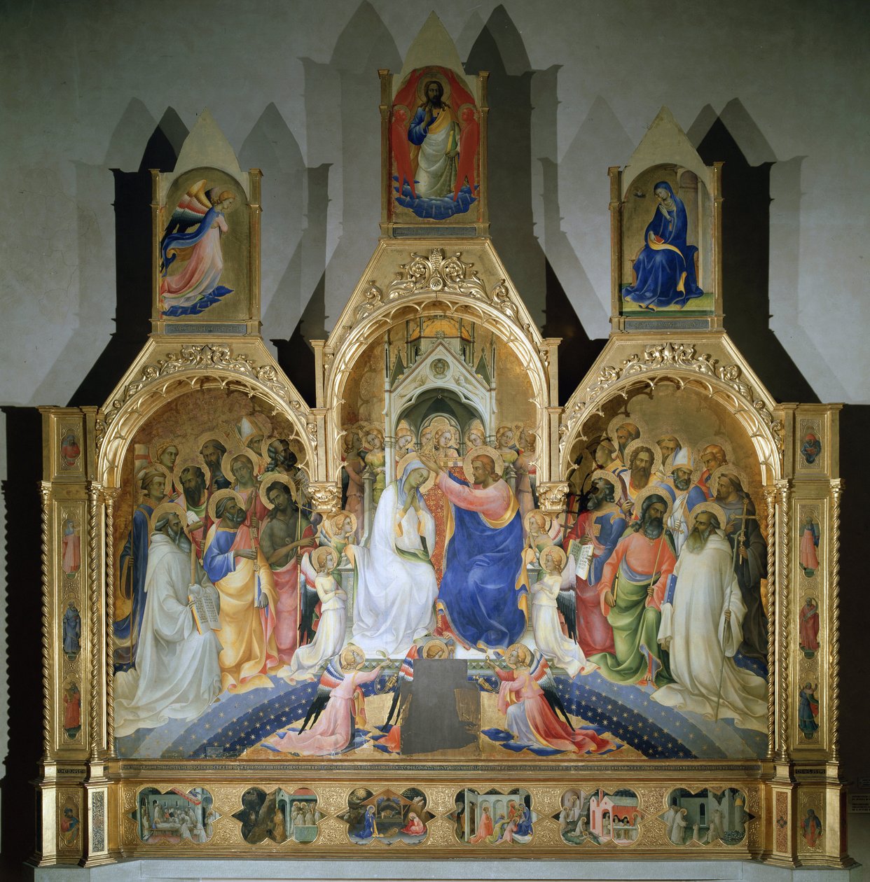 Jomfruens kroning - Tempera på tre av Lorenzo Monaco