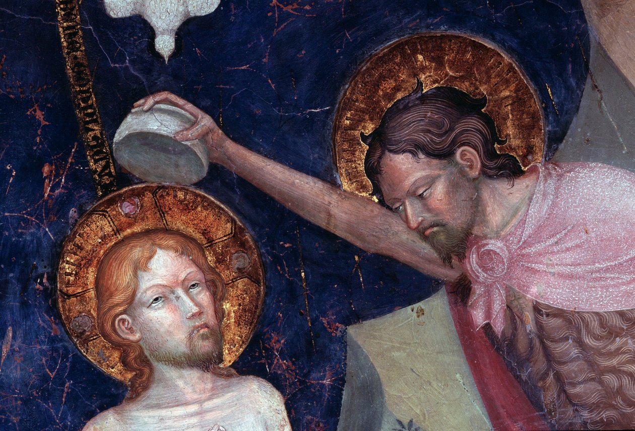 Døperen Johannes som døper Jesus, detalj (Fresco av Lorenzo Salimbeni
